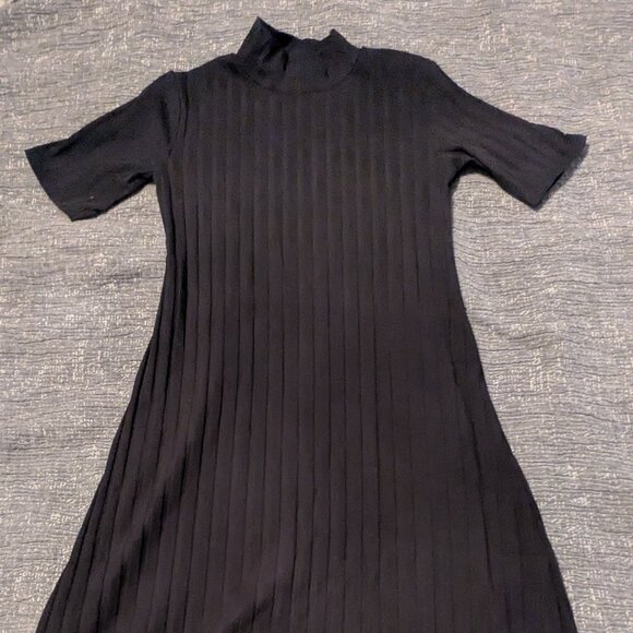 Zara Rib Mock Neck Dress, Black, size Large - Picture 2 of 2